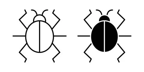 Bug icon symbol. Vector illustration pack in black color. 库存插图