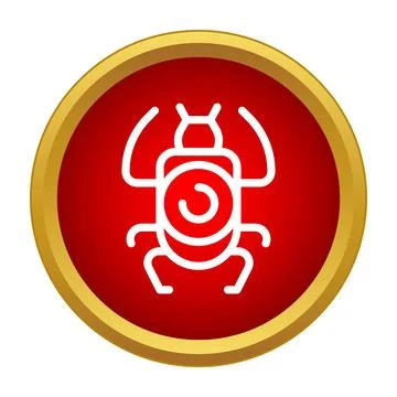 Bug icon warning symbol on a red button 스톡 일러스트