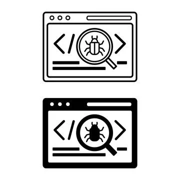 Bug Icons. Black and White Vector Illustrations. Error. Computer Program Gl.. Stock Illustration