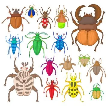Bug icons set Stock Illustration