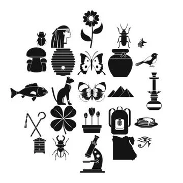 Bug icons set, simple style Stock Illustration