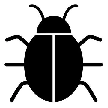 Bug, insect, computer virus icon in black flat glyph Stock Photos