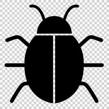 Bug, insect, computer virus icon in black flat glyph, filled style isolated Foto stock