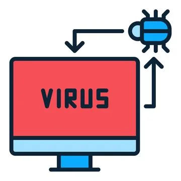 Bug inside Computer vector PC Viruses colored icon or sign Stock Illustration
