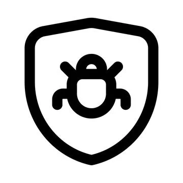 Bug inside shield icon. Editable line icon. Professional and modern outline.. Stock Illustration