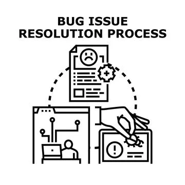 Bug issue resolution process improving software quality イラスト素材