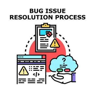 Bug issue resolution process vector concept illustration Stock Illustration