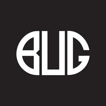 BUG letter logo design on black background. BUG Stock Illustration