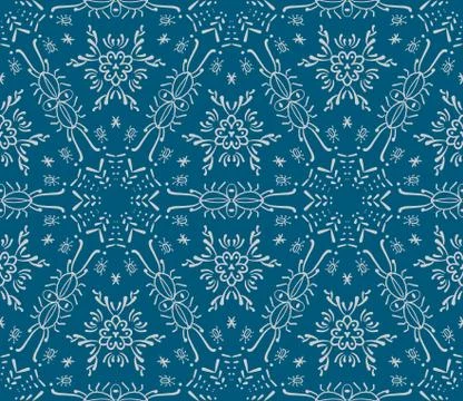 Bug life - stylized hand drawn seamless pattern 스톡 일러스트