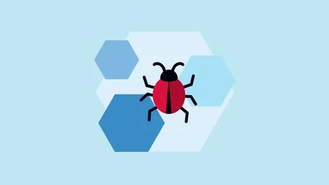 Bug on light blue background with moving hexagons. Stock Footage 333430206