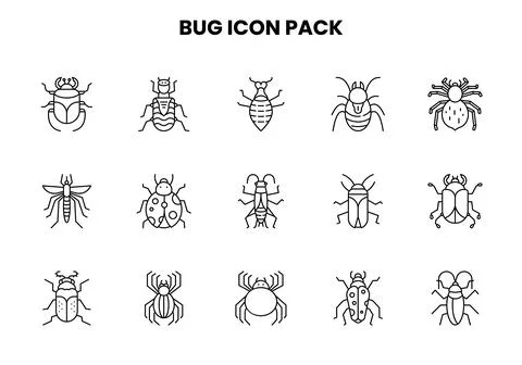 Bug Line Bundle Icons Pack 스톡 일러스트