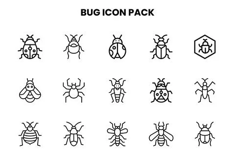 Bug Line Bundle Icons Pack Stock Illustration