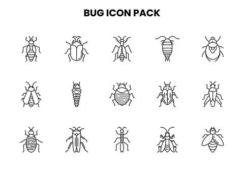 Bug Line Design Icons Pack Illustrazione stock