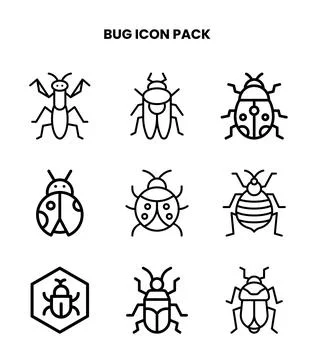 Bug Line Graphics Icons Pack Stock-Illustration