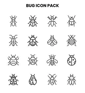 Bug Line Graphics Icons Pack Stock Illustration