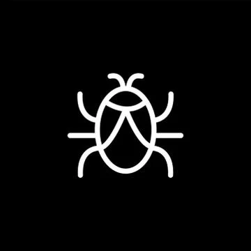 Bug Line Icon On Black Background. Black Flat Style Vector Illustration 스톡 일러스트