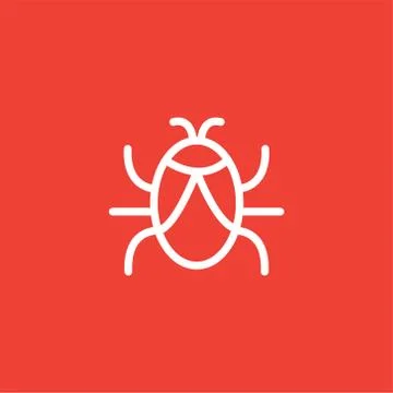 Bug Line Icon On Red Background. Red Flat Style Vector Illustration. Illustrazione stock