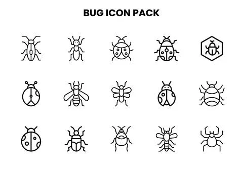Bug Line Icons Pack Illustrazione stock