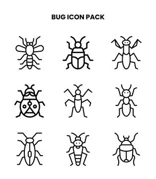 Bug Line Icons Pack Ilustración de archivo