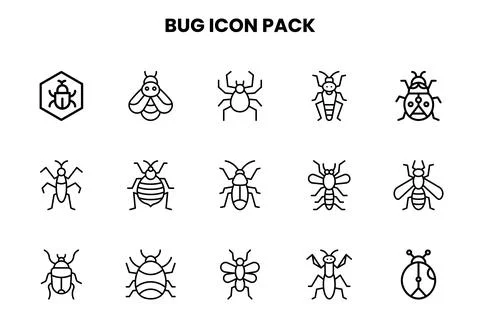 Bug Line Icons Pack Stock Illustration