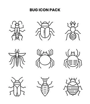 Bug Line Scalable Icons Pack Illustrazione stock