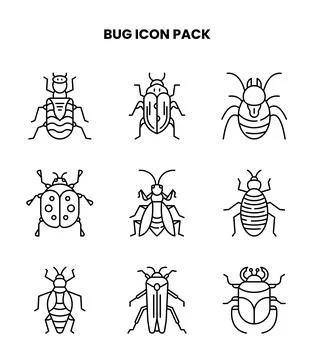 Bug Line UI Icons Pack Stock-Illustration