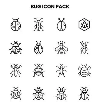Bug Line Vector Icons Pack 库存插图