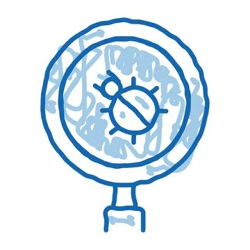 Bug Magnifier doodle icon hand drawn illustration Illustrazione stock
