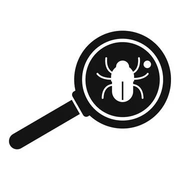 Bug magnifier icon simple vector. Hacker error Stock Illustration