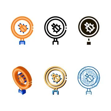 Bug magnifier icon stylized vector outline Stockillustratie