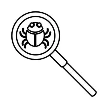 Bug on magnifying glass Stock Illustration