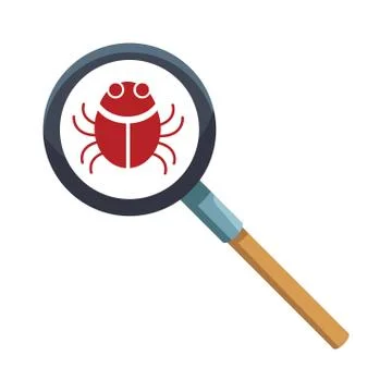 Bug on magnifying glass 스톡 일러스트