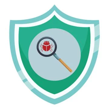 Bug on magnifying glass Stock Illustration