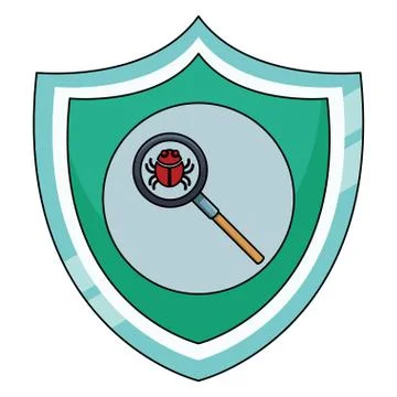 Bug on magnifying glass Illustrazione stock