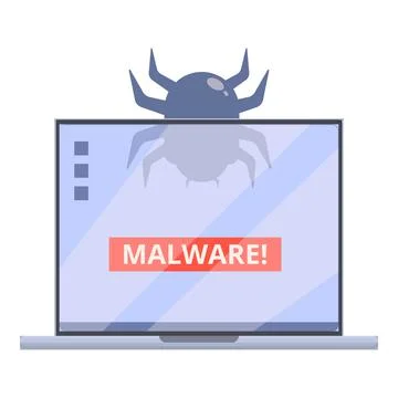 Bug malware icon, cartoon style 库存插图