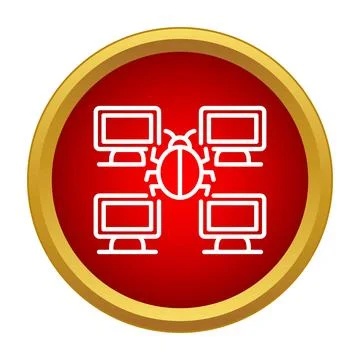 Bug malware icon infecting computer network system Stock Illustration