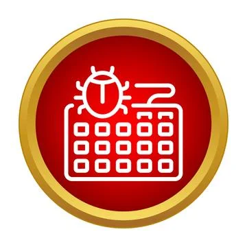 Bug malware virus attacking computer keyboard icon Ilustración de archivo