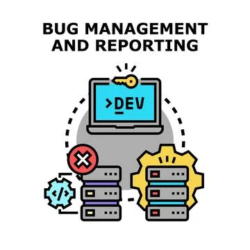 Bug management and reporting concept illustration Stock Illustration