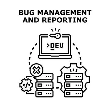 Bug management and reporting concept illustration Stock Illustration