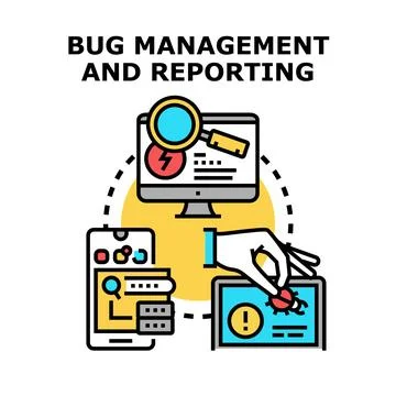 Bug management and reporting software development process Stock Illustration