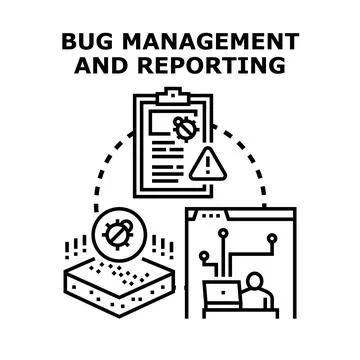 Bug management and reporting system development Stock Illustration