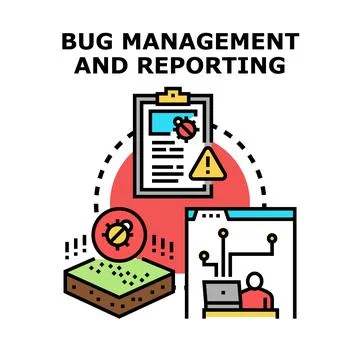 Bug management and reporting system development Stock Illustration