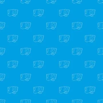 Bug on the monitor of personal computer pattern seamless blue 스톡 일러스트