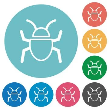 Bug outline flat round icons イラスト素材