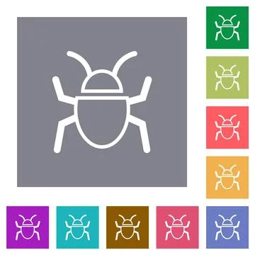 Bug outline square flat icons Illustrazione stock