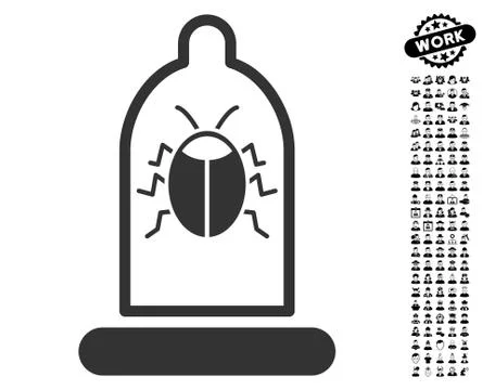 Bug Protection Condom Icon with Professional Bonus Illustrazione stock