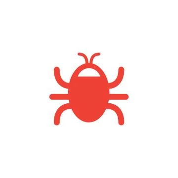 Bug Red Icon On White Background. Red Flat Style Vector Illustration. Illustrazione stock
