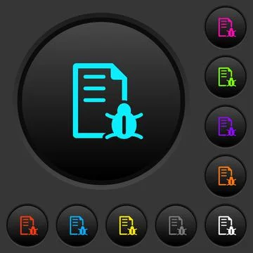 Bug report dark push buttons with color icons Illustrazione stock