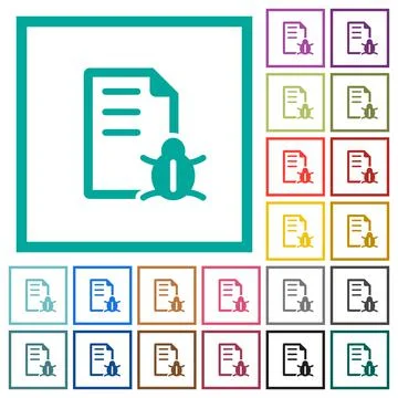 Bug report flat color icons with quadrant frames Illustrazione stock