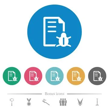 Bug report flat round icons Stock Illustration
